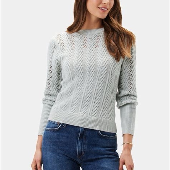 Amour Vert Clementine Chevron-Knit Sweater — NWOT Mint Green, Size M - Picture 1 of 7